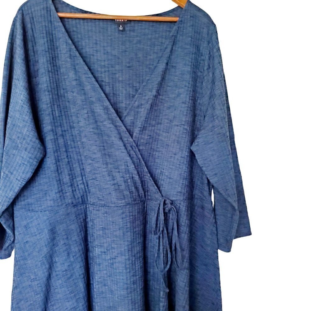 Torrid Plus Size Boho Wrap Midi Dress – Size 3 (3X) | Green Tie Waist Flowy - Picture 6 of 7